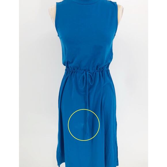 Eileen Fisher Womens Blouson Dress XXS Blue Mock Neck Slit Hem - Picture 4 of 10